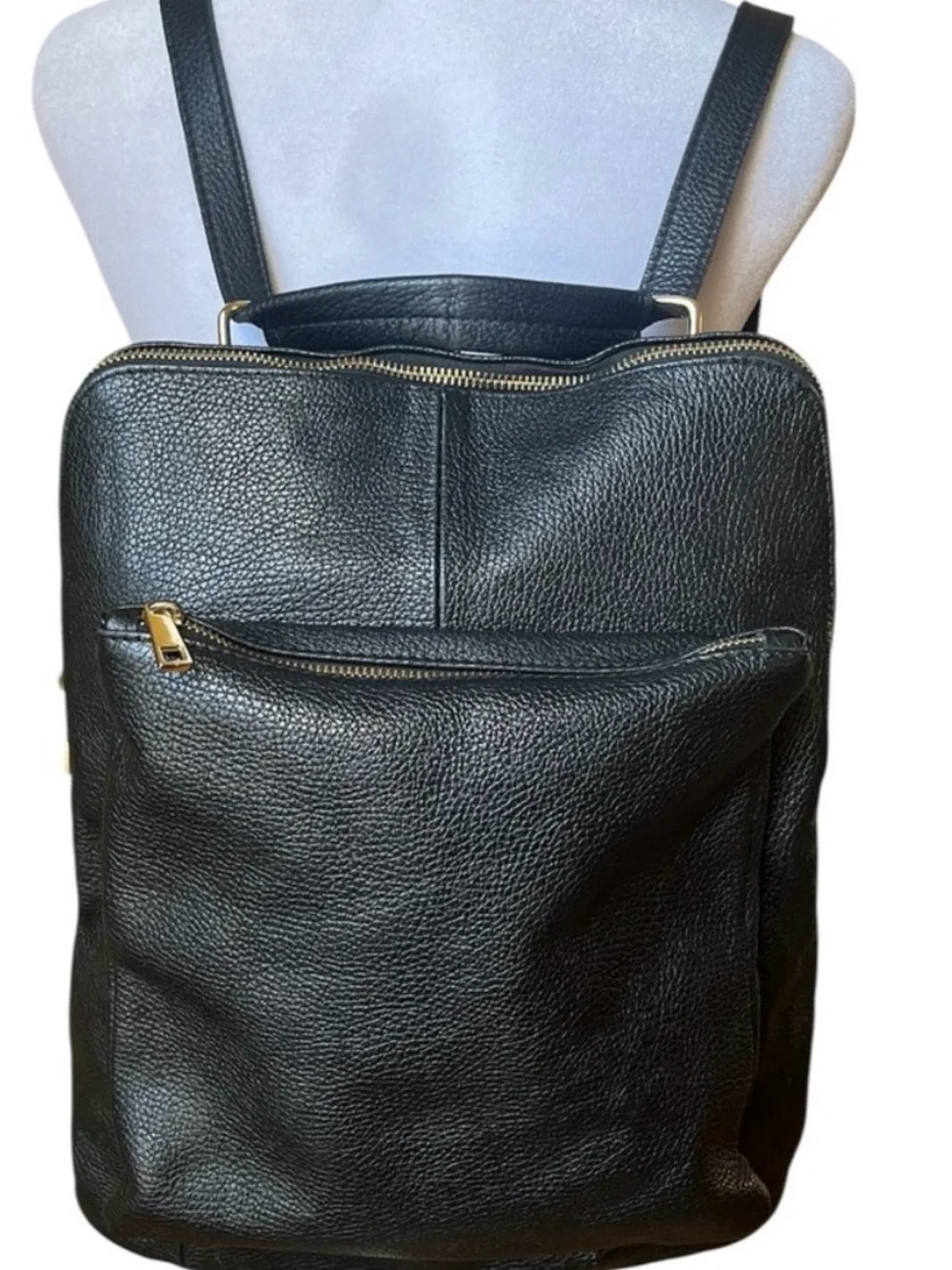 Borse In Pella Black Soft Italian Leather Convertible Luxury Backpack Bag